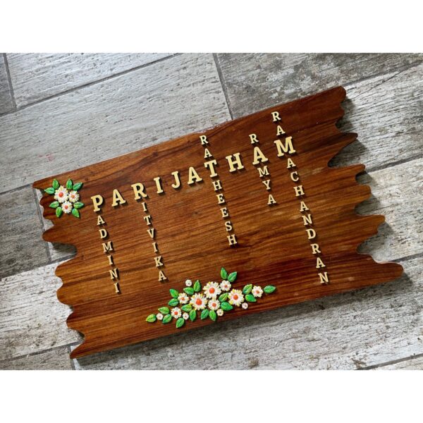 Enhance Your Home with the Parijat Flower Sheesham Wood Nameplate (3)