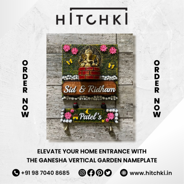 Enhance Your Home’s Entrance with the Ganesha Vertical Garden Nameplate