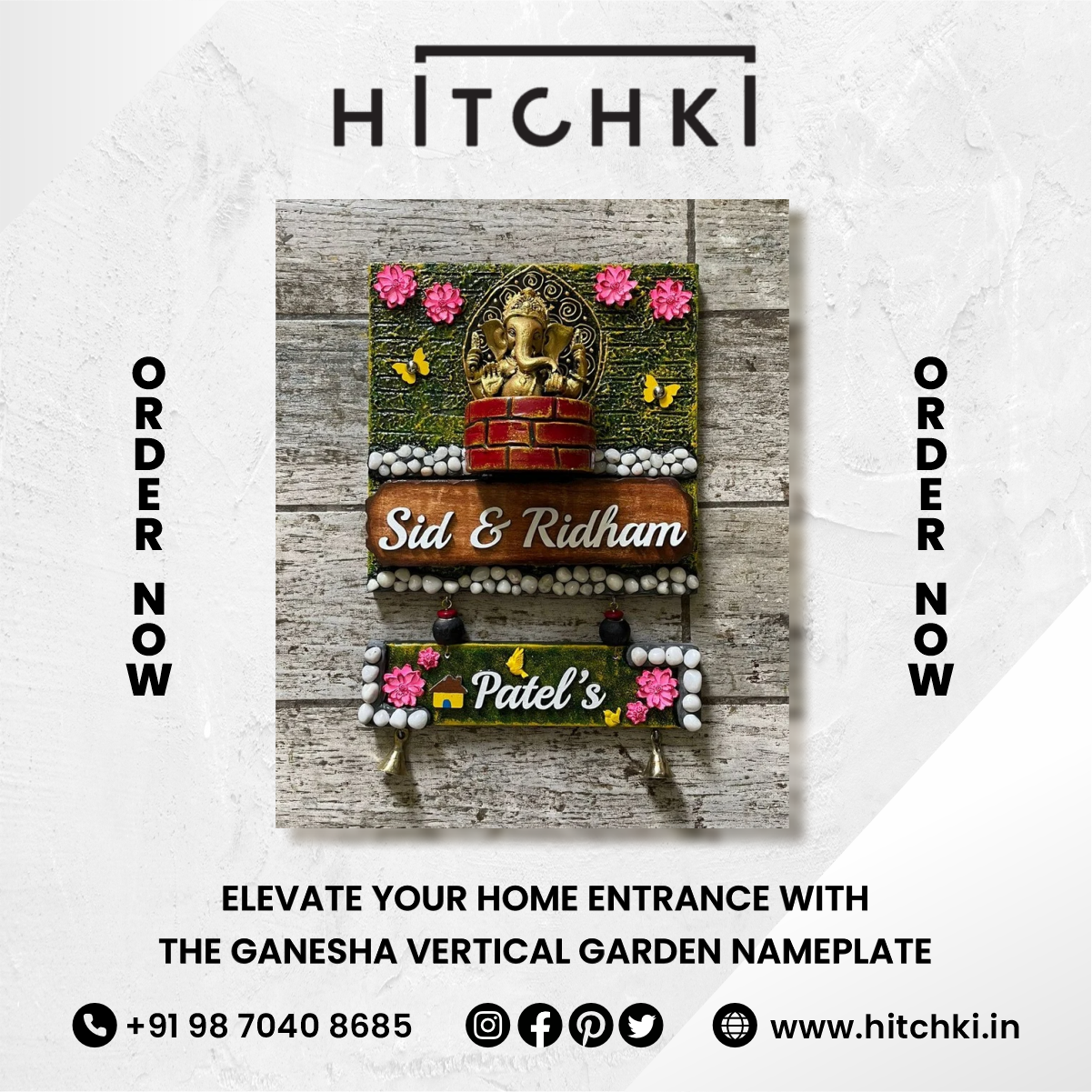 Enhance Your Home’s Entrance with the Ganesha Vertical Garden Nameplate