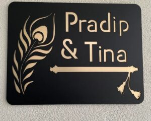 Fascinating Krishna Flute Metal House Name Plate (Personalised)