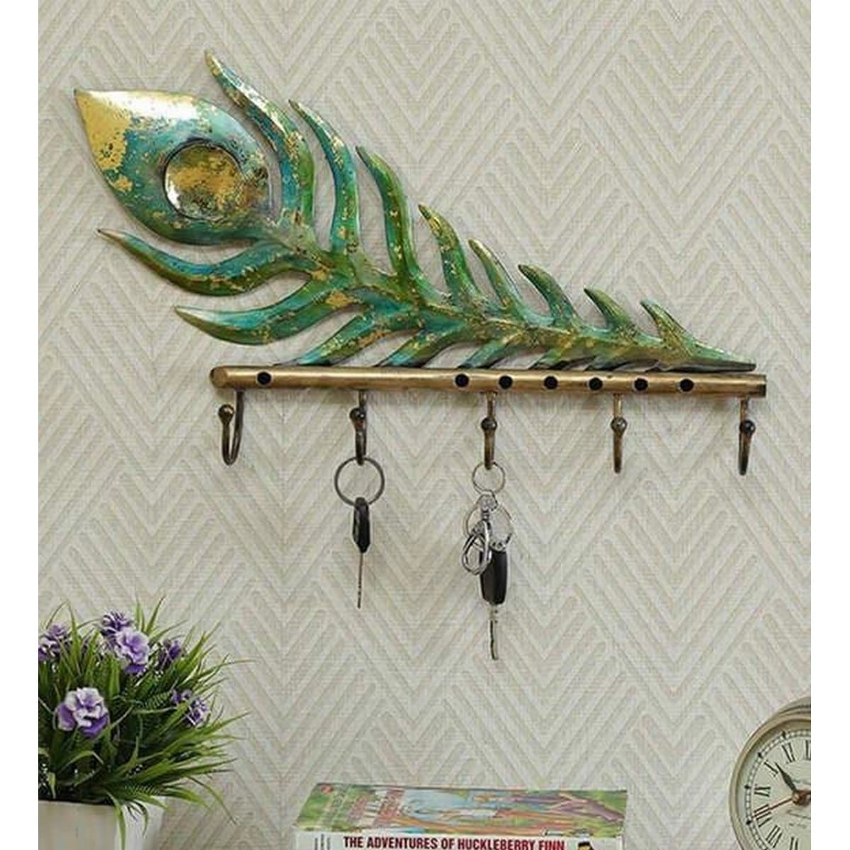 Feather Shaped Hook for Key Hanging Wall Decor  