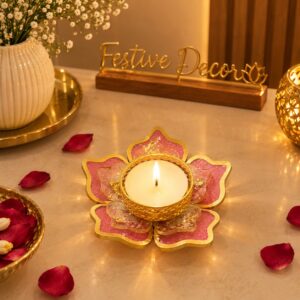 Resin tea Light Holder Subh Labh Subh Labh Tea Light Holder Festive Decor Holder Gift tea Light Holder Diwali Decor Holder