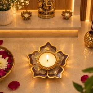Resin tea Light Holder Subh Labh Subh Labh Tea Light Holder Festive Decor Holder Gift tea Light Holder Diwali Decor Holder