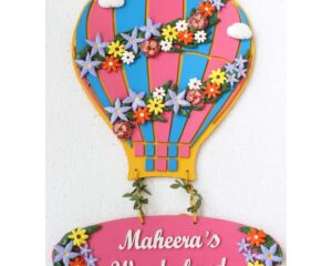 Floral Hot Air Balloon Themed Nameplate