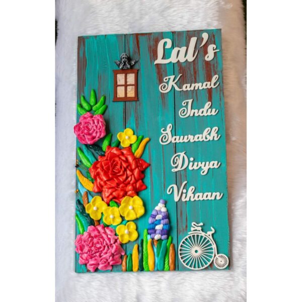 Floral Nameplate With Crackle Effect 2