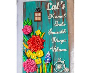 Floral Nameplate With Crackle Effect 2