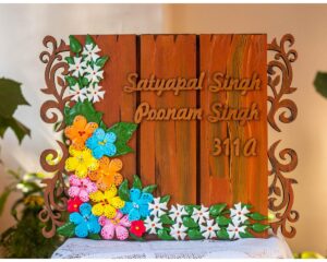 Floral nameplate for house