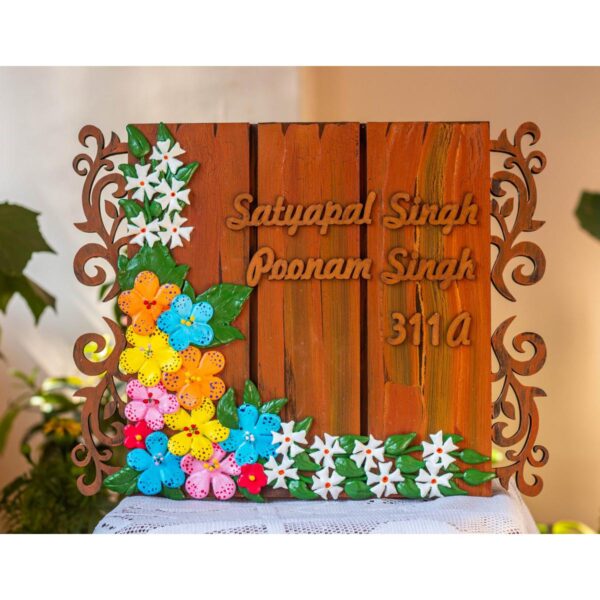 Floral nameplate for house