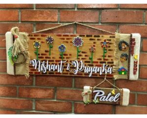 Flowery Wall wooden Name Plate 1