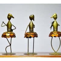 Set of 3 Metallic Iron Lady Statue for Table Top  