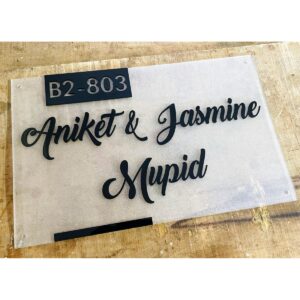 Frosted Acrylic Base Embossed Letters Home Name Plate