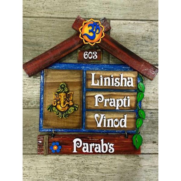 Ganesh Hut Wooden house name plates 1 1