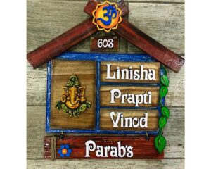 Ganesh Hut Wooden house name plates 1