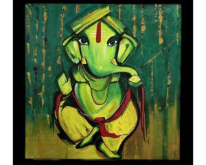 Ganesha Acrylic hand painting on stretched canvas