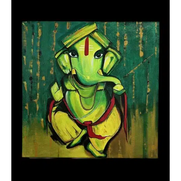Ganesha Acrylic hand painting on stretched canvas
