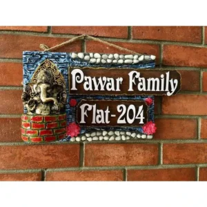 Ganesha Ethnic Wooden Name Plate 1