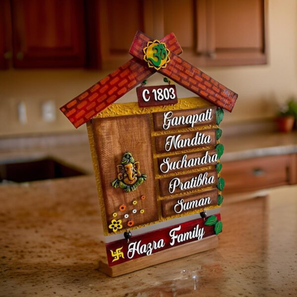 Ganesha Hut Wooden House Name Plates (1)