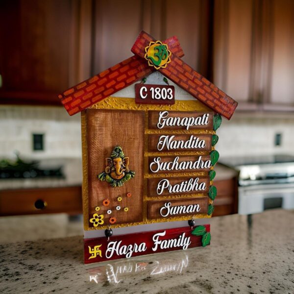 Ganesha Hut Wooden House Name Plates (2)