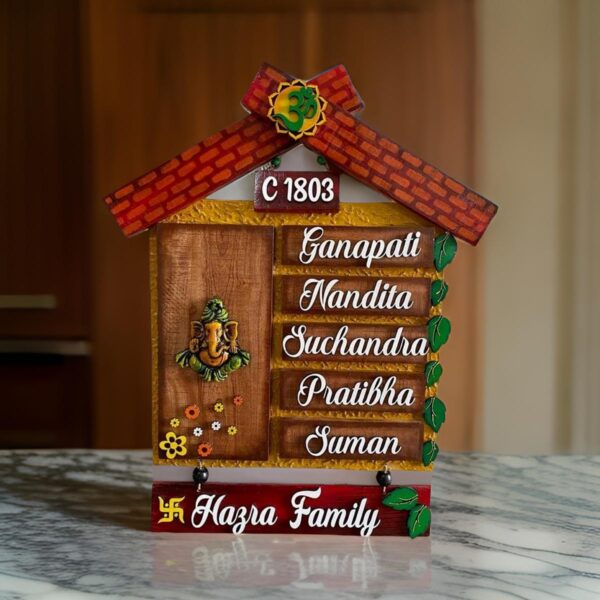 Ganesha Hut Wooden House Name Plates 600x600