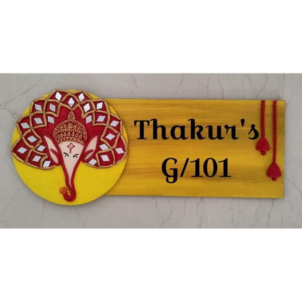 Ganesha Lippan Art Nameplate – Blessings at Your Doorstep