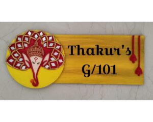 Ganesha Lippan Art Nameplate – Blessings at Your Doorstep!