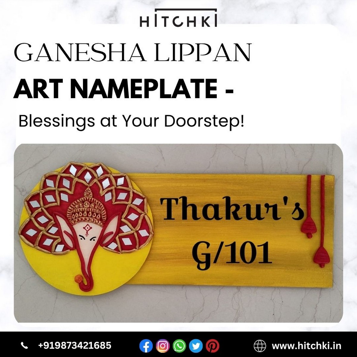 Ganesha Lippan Art Nameplate