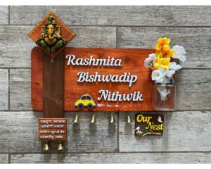 Ganesha Mantra Wooden Nameplate