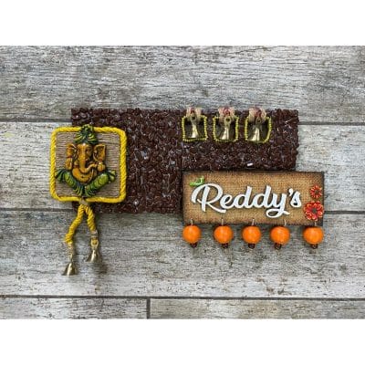 Ganesha Nameplate With Stones 400x400