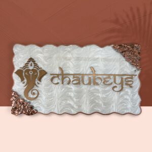Ganesha Theme Pearl Swirl Design Resin Nameplate.png