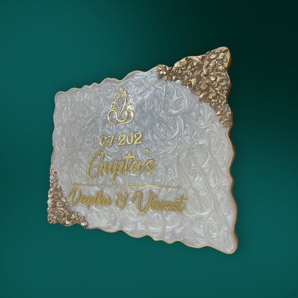 Ganesha Theme Premium Swirl Pattern Resin Coated Nameplate 1