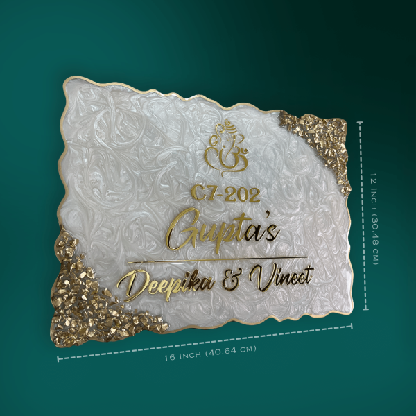 Ganesha Theme Premium Swirl Pattern Resin Coated Nameplate 2