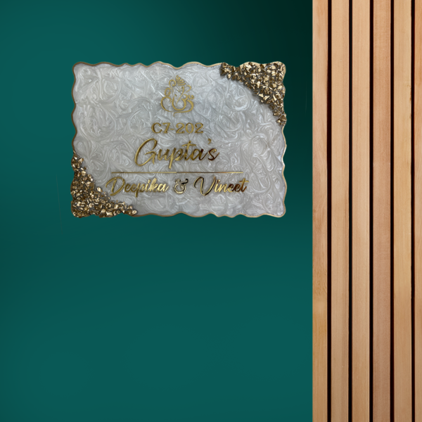 Ganesha Theme Premium Swirl Pattern Resin Coated Nameplate 3