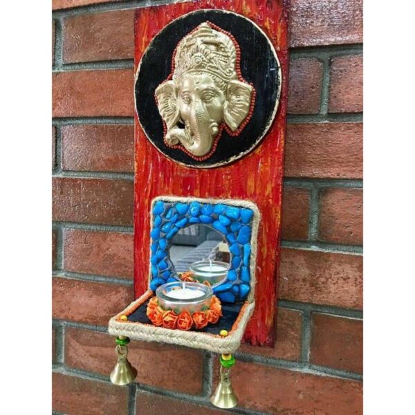 Ganesha wall mount mirror and stone Tea Light 2