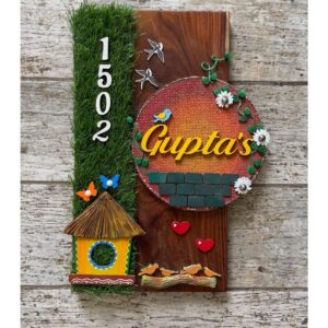 Garden Grass Sheesham Wood Nameplate 2