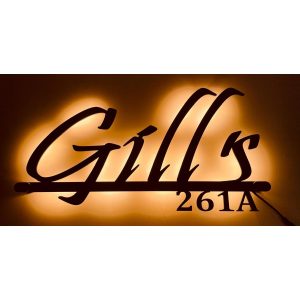 Gills Metal LED Home Name Plate