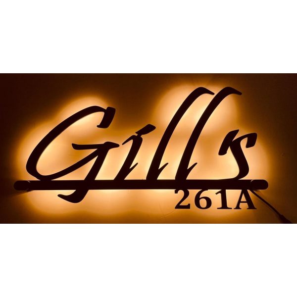 Gills Metal LED Home Name Plate 2