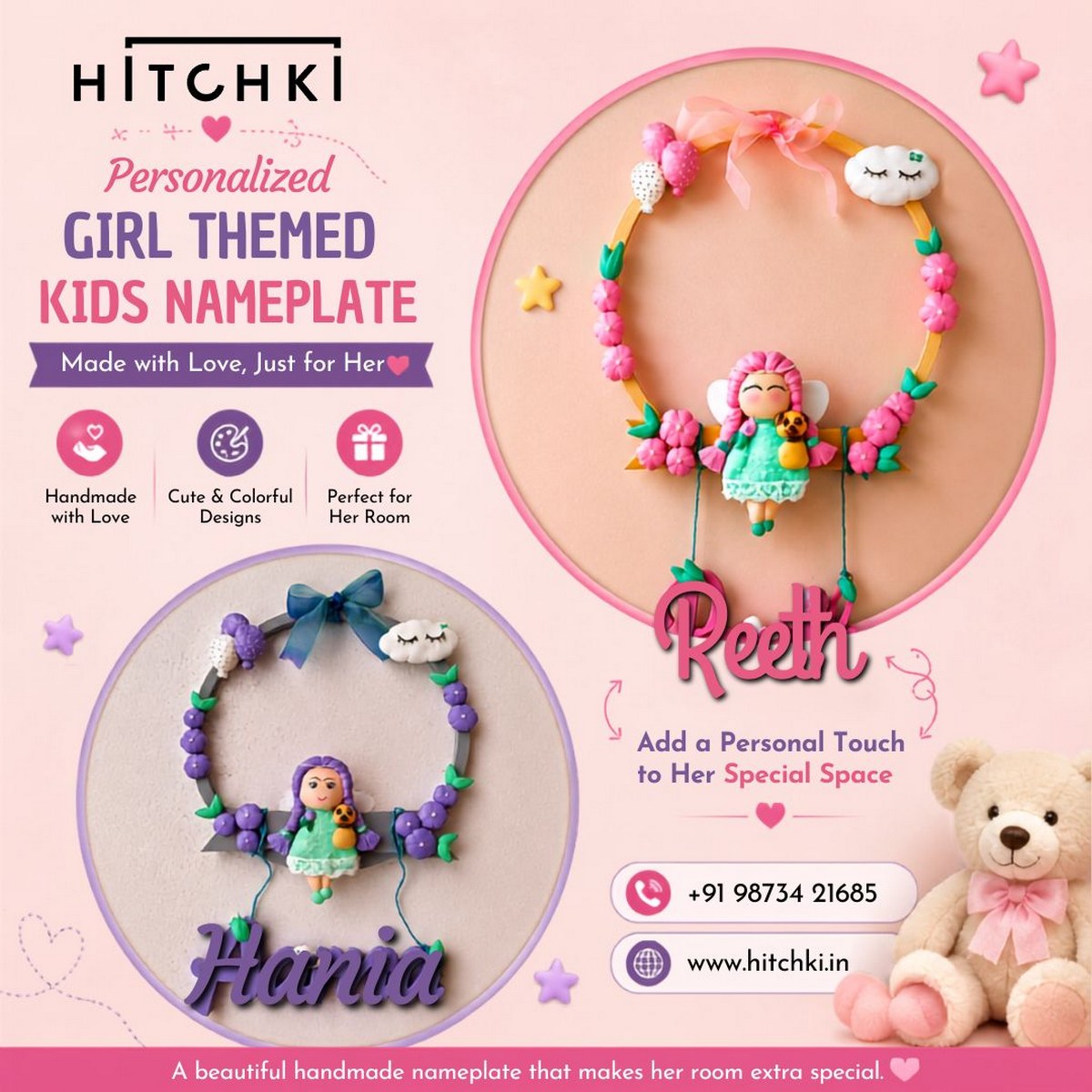 Girl Themed Kids Nameplate