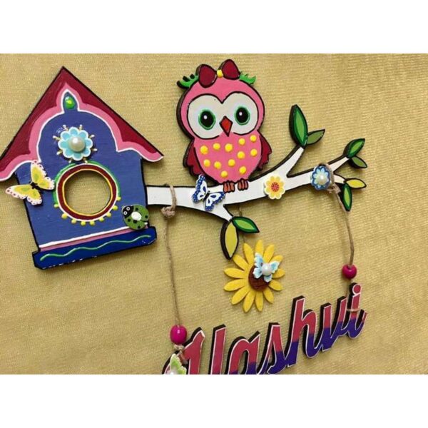 Girly Owl Kids Name Plate For Your Little Girl