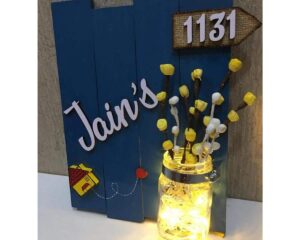 Glow vase Jugnu wooden nameplate 1