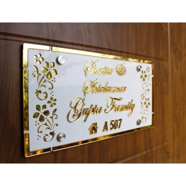 Golden Acrylic Embossed Letters House Name Plate 3