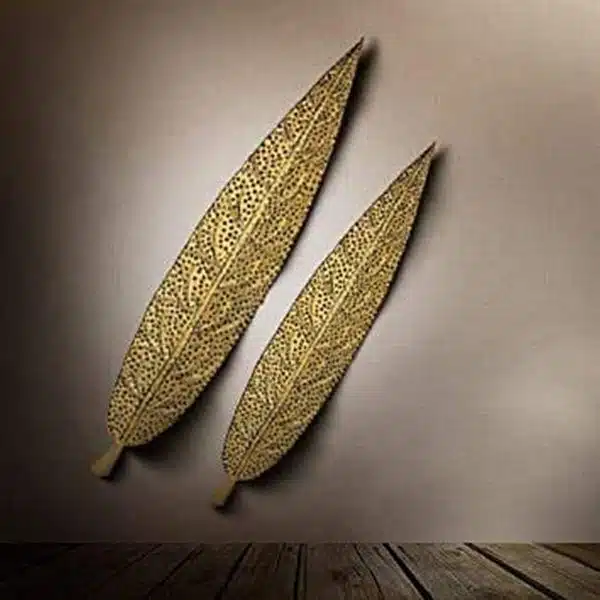 Golden Hem Metal Set of 2 Leaf Wall Decor 2