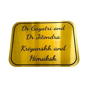 Golden Matt Stainless Steel Laser Engraved Name Plate