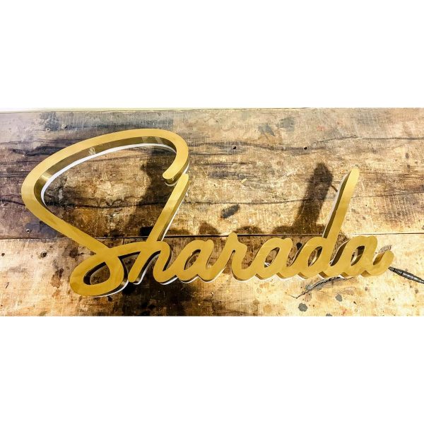 Golden Metal Embossed Letters LED House Name Sign1