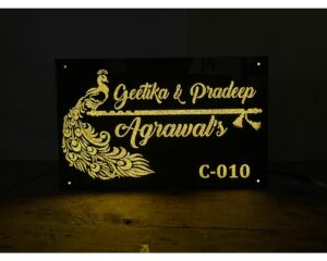 Golden Sparkle Acrylic Led Name Plate waterproof