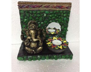 Green Stones Ganesha Tea Light 1