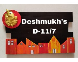 HANDMADE HOME NAMEPLATE WITH GANESHA FIGURE