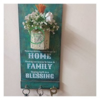 Hand Embroidered Framed Clocks Hand Made Key Holder with a Glass Vase001