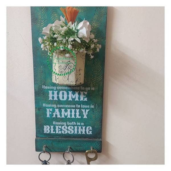 Hand Made Key Chain Holder with a Glass Vase  Hand Made Key Holder with a Glass Vase001