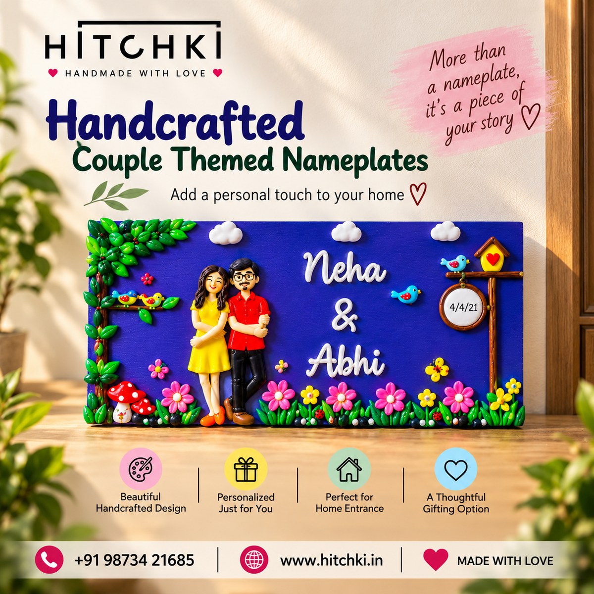 Handcrafted Couple Themed Nameplates