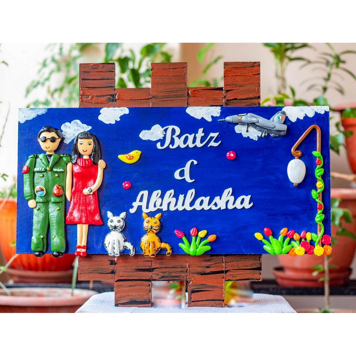 Handcrafted Customized Indian Airforce Themed nameplate  
